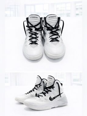 Nike White and Black Hyperdunk High-Top Athletic Sneakers Mens size 9 EUC